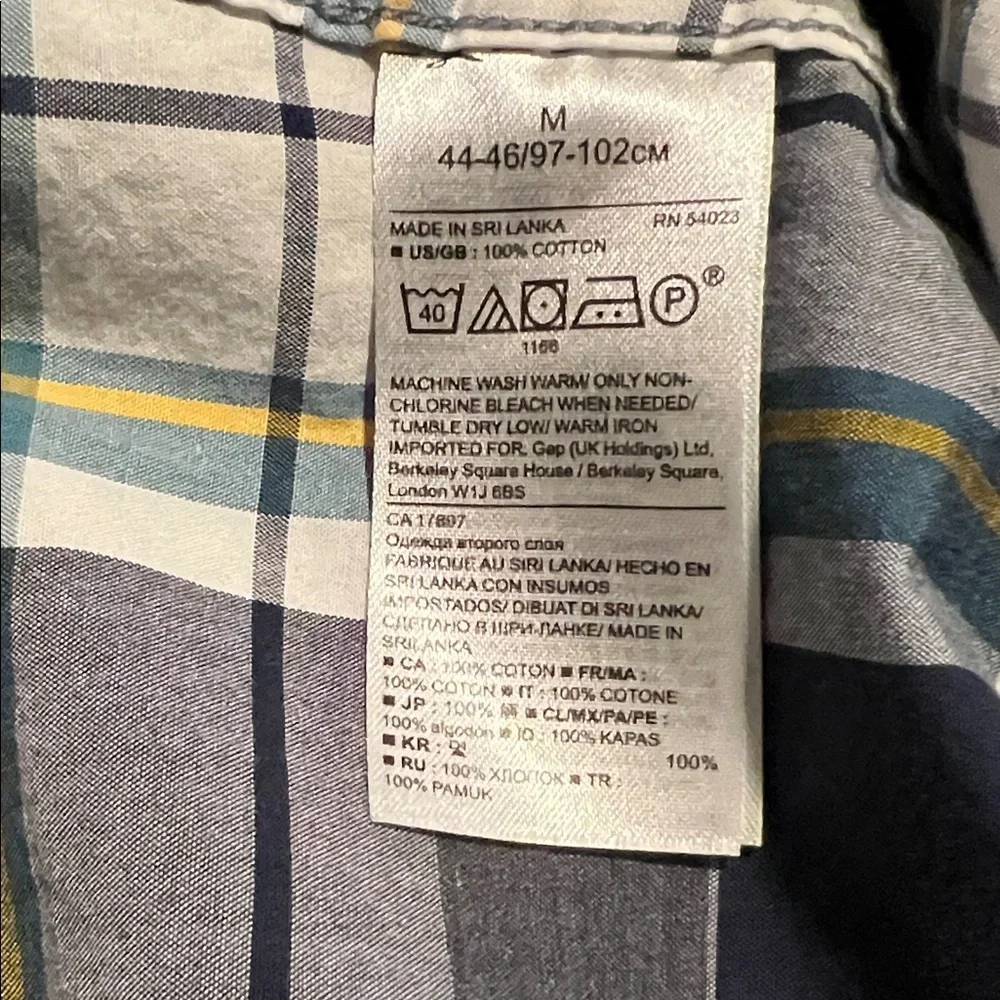 Banana Republic Men's Plaid Shirt - Navy, White, Green Button Up 072626